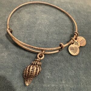Alex and Ani silver tone wire bangle bracelet Shell